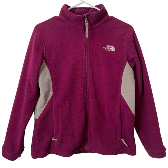 The North Face Kids Youth Plum Full Zip Mock Neck Fleece Jacket, Size 14/16, EUC - Picture 1 of 7